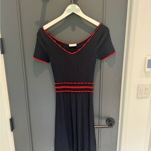 Navy fit and flare Sandro brand new with tags dress size EU 36 (size 4).